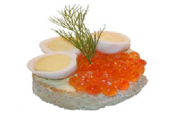 Canapé Huevo de Codorniz y Huevas Salmón